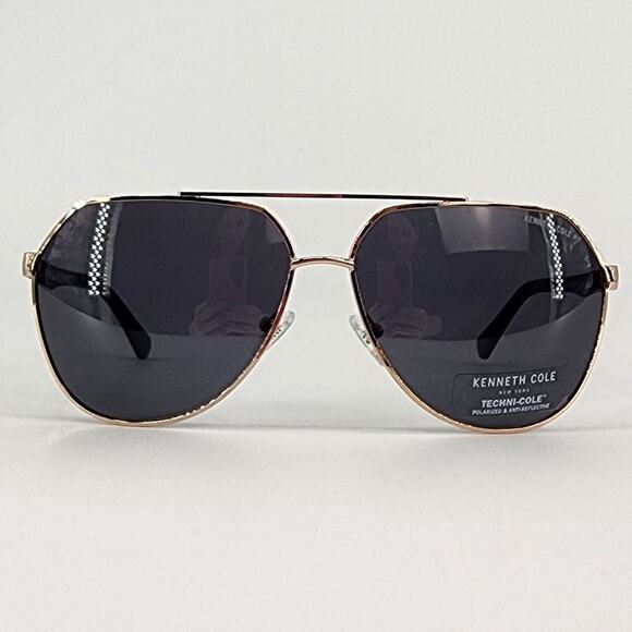 Kenneth Cole New York Gold Polarized Aviator Sunglasses Unisex - Picture 11 of 12